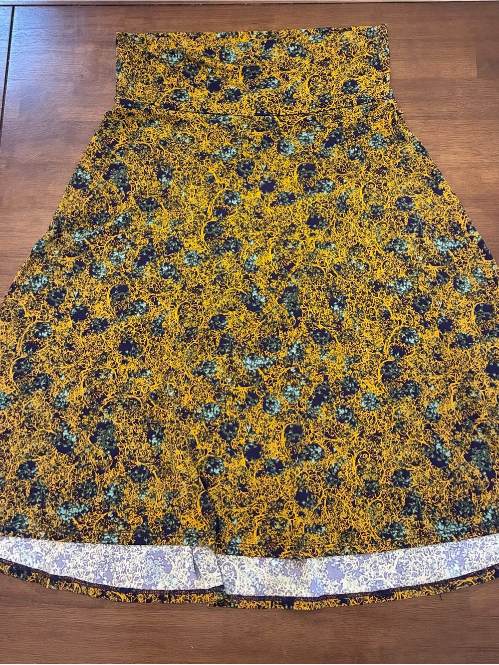 LuLaRoe Yellow Floral-Print Circle Skirt
